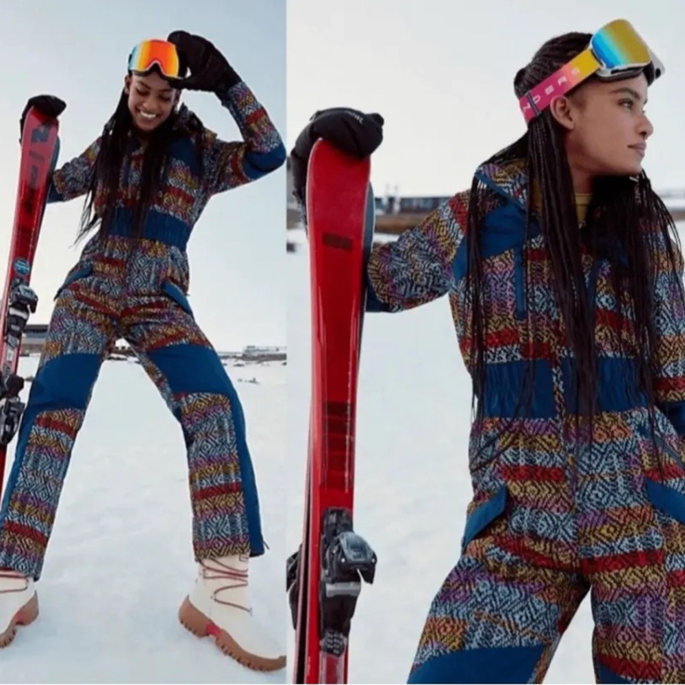 Free People Movement All Prepped Jacquard Ski Suit Confetti Combo Blue